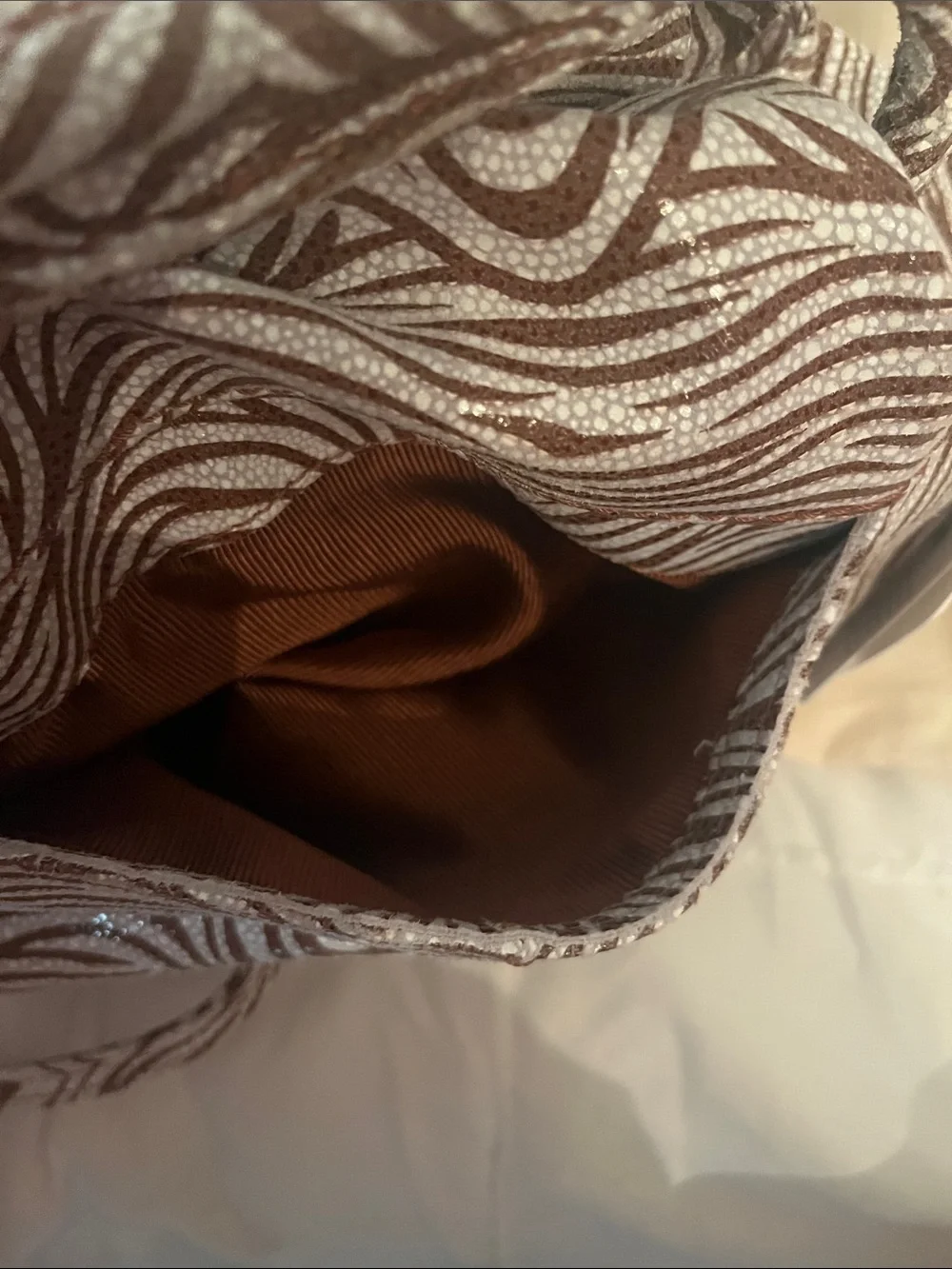 HOBO Brown and White Zebra-Print Hobo Tote